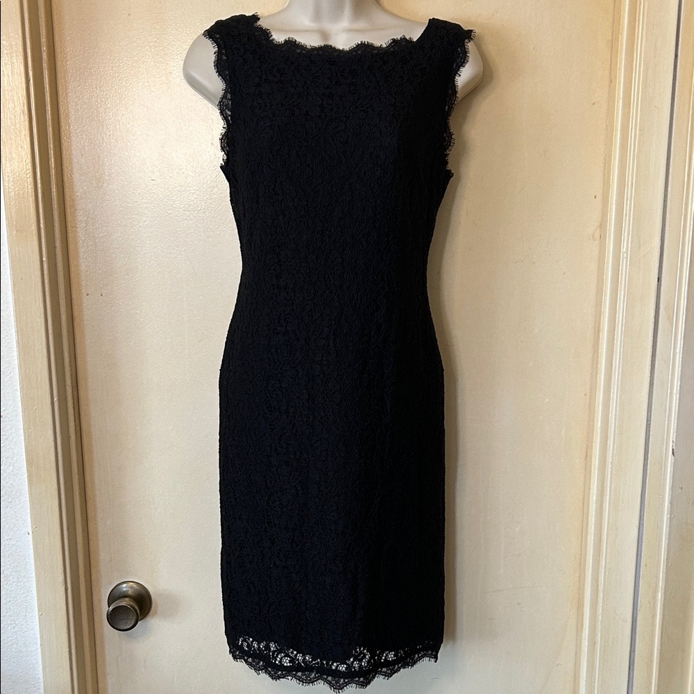 Adrianna Papell Black Lace Sheath Mini Dress size 4